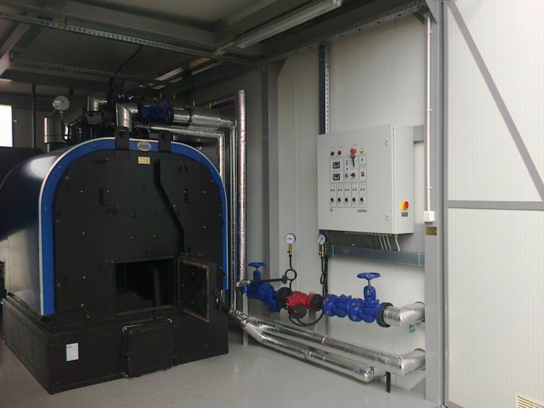 Moduļtipa 250kW ogļu katlu māja